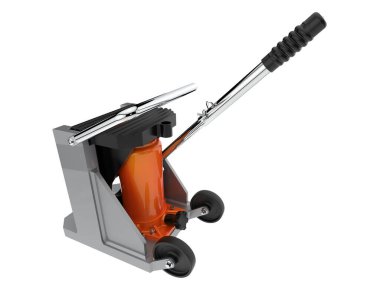 Beyaz arka planda izole edilmiş makine kriko. 3d görüntüleme - illüstrasyon