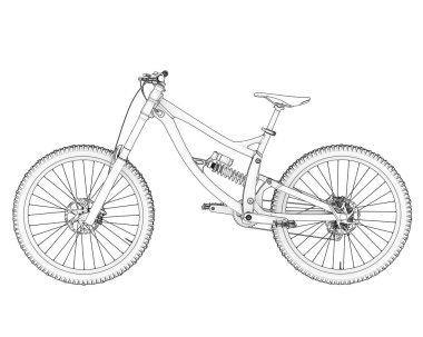 Dağ bisikleti beyaz arka planda izole edilmiş. 3d görüntüleme - illüstrasyon