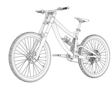 Dağ bisikleti beyaz arka planda izole edilmiş. 3d görüntüleme - illüstrasyon