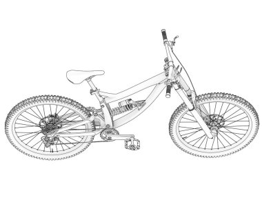 Dağ bisikleti beyaz arka planda izole edilmiş. 3d görüntüleme - illüstrasyon