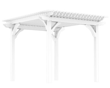 Pergola beyaz arka planda izole edildi. 3d görüntüleme - illüstrasyon