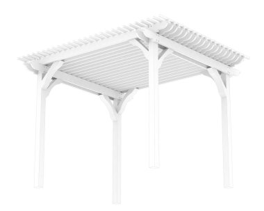 Pergola beyaz arka planda izole edildi. 3d görüntüleme - illüstrasyon
