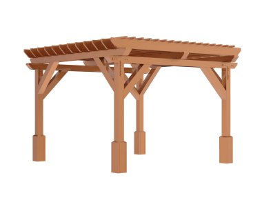 Pergola beyaz arka planda izole edildi. 3d görüntüleme - illüstrasyon