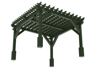Pergola beyaz arka planda izole edildi. 3d görüntüleme - illüstrasyon