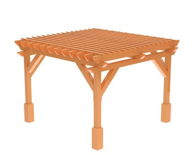 Pergola beyaz arka planda izole edildi. 3d görüntüleme - illüstrasyon