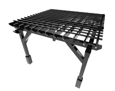 Pergola beyaz arka planda izole edildi. 3d görüntüleme - illüstrasyon
