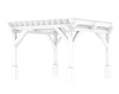 Pergola beyaz arka planda izole edildi. 3d görüntüleme - illüstrasyon