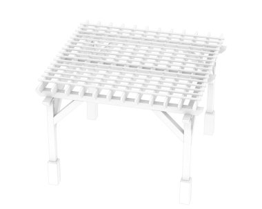 Pergola beyaz arka planda izole edildi. 3d görüntüleme - illüstrasyon