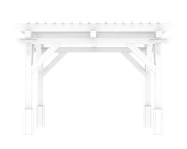 Pergola beyaz arka planda izole edildi. 3d görüntüleme - illüstrasyon