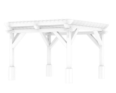 Pergola beyaz arka planda izole edildi. 3d görüntüleme - illüstrasyon