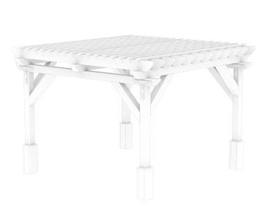 Pergola beyaz arka planda izole edildi. 3d görüntüleme - illüstrasyon