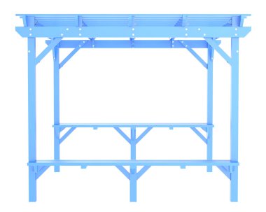 Pergola beyaz arka planda izole edildi. 3d görüntüleme - illüstrasyon