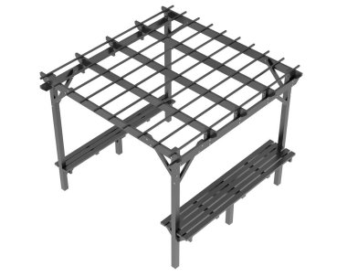 Pergola beyaz arka planda izole edildi. 3d görüntüleme - illüstrasyon