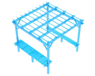 Pergola beyaz arka planda izole edildi. 3d görüntüleme - illüstrasyon