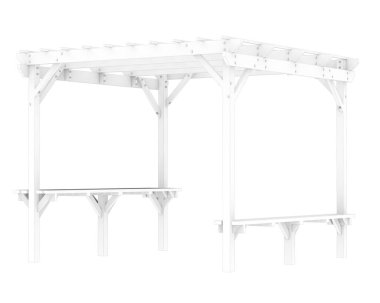 Pergola beyaz arka planda izole edildi. 3d görüntüleme - illüstrasyon