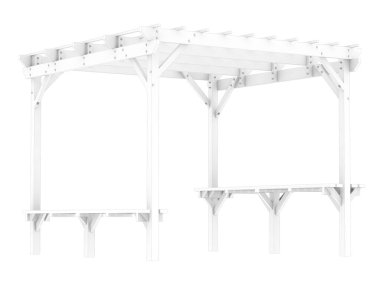 Pergola beyaz arka planda izole edildi. 3d görüntüleme - illüstrasyon