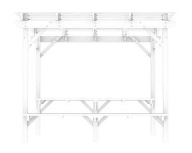 Pergola beyaz arka planda izole edildi. 3d görüntüleme - illüstrasyon