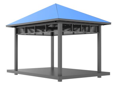 Pergola beyaz arka planda izole edildi. 3d görüntüleme - illüstrasyon