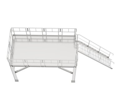 Sanayi platformu beyaz arka planda izole edilmiş. 3d görüntüleme - illüstrasyon