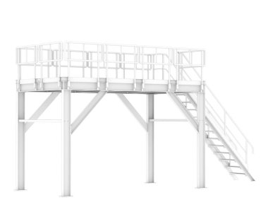 Sanayi platformu beyaz arka planda izole edilmiş. 3d görüntüleme - illüstrasyon