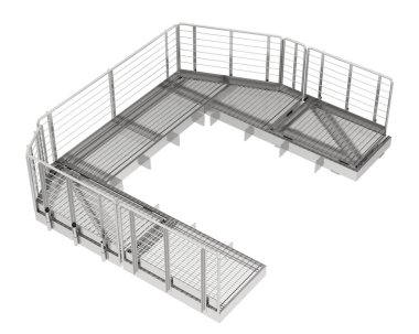 Sanayi platformu beyaz arka planda izole edilmiş. 3d görüntüleme - illüstrasyon