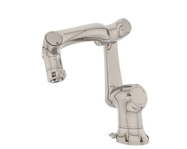 Beyaz arkaplanda izole edilmiş robotik kol  