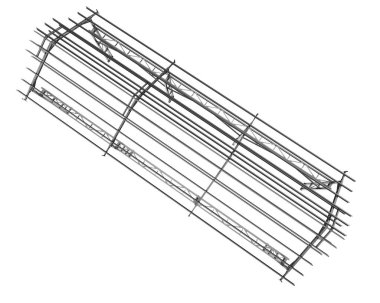 Beyaz arkaplanda izole edilmiş barınak yapısı, 3d görüntüleme - illüstrasyon