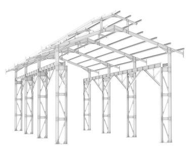 Beyaz arkaplanda izole edilmiş barınak yapısı, 3d görüntüleme - illüstrasyon