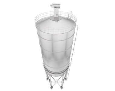 Arka planda endüstriyel silolar var. Büyük yayınlar ya da baskılar için ideal. 3d görüntüleme - illüstrasyon