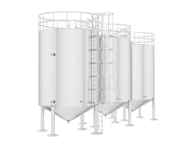 Arka planda endüstriyel silolar var. Büyük yayınlar ya da baskılar için ideal. 3d görüntüleme - illüstrasyon