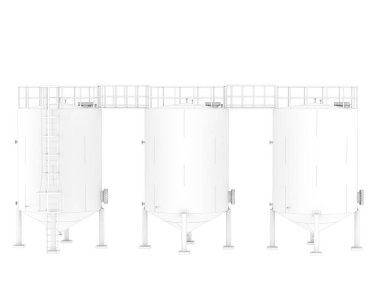 Arka planda endüstriyel silolar var. Büyük yayınlar ya da baskılar için ideal. 3d görüntüleme - illüstrasyon