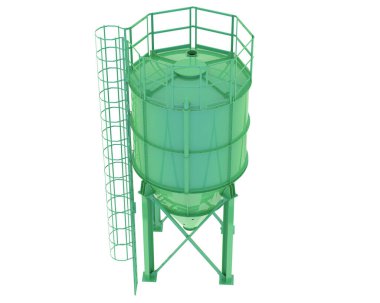 Arka planda endüstriyel silolar var. Büyük yayınlar ya da baskılar için ideal. 3d görüntüleme - illüstrasyon