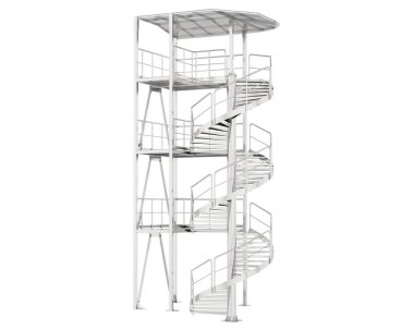 Beyaz arkaplanda Spiral Merdiven