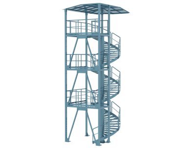 Beyaz arkaplanda Spiral Merdiven