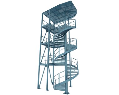 Beyaz arkaplanda Spiral Merdiven