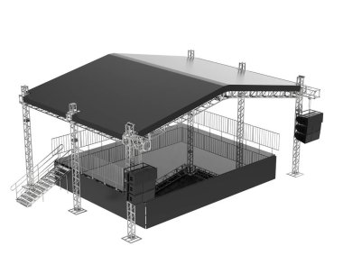 Sahne beyaz arka planda izole edildi. 3d görüntüleme - illüstrasyon