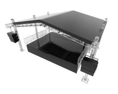 Sahne beyaz arka planda izole edildi. 3d görüntüleme - illüstrasyon