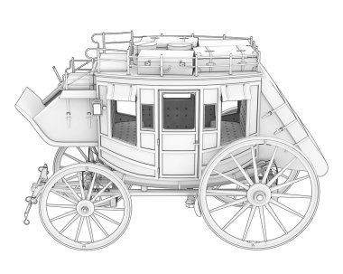 Posta arabası beyaz arka planda izole edilmiş. 3d görüntüleme - illüstrasyon