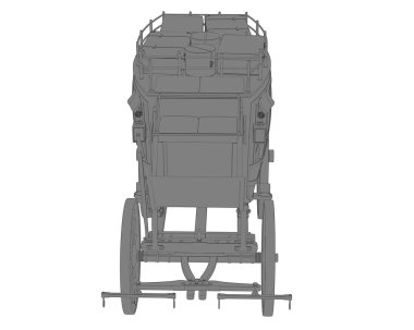 Posta arabası beyaz arka planda izole edilmiş. 3d görüntüleme - illüstrasyon