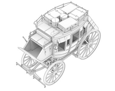 Posta arabası beyaz arka planda izole edilmiş. 3d görüntüleme - illüstrasyon