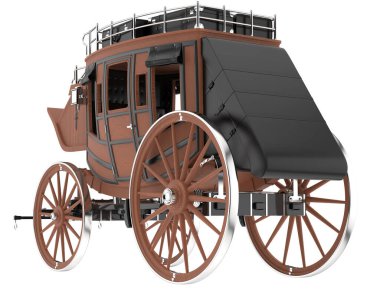 Posta arabası beyaz arka planda izole edilmiş. 3d görüntüleme - illüstrasyon