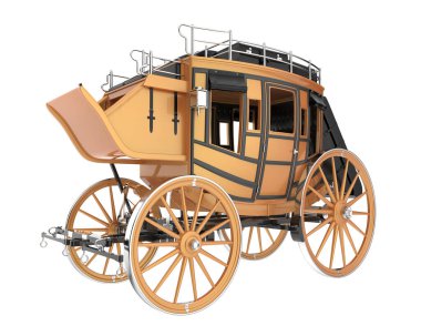 Posta arabası beyaz arka planda izole edilmiş. 3d görüntüleme - illüstrasyon