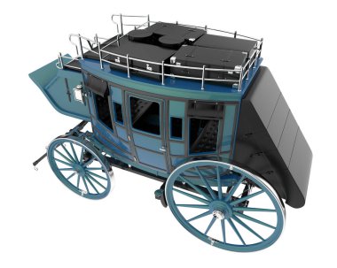 Posta arabası beyaz arka planda izole edilmiş. 3d görüntüleme - illüstrasyon