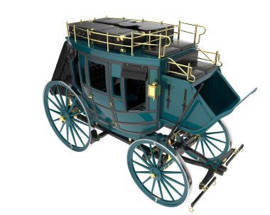 Posta arabası beyaz arka planda izole edilmiş. 3d görüntüleme - illüstrasyon