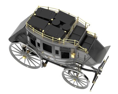 Posta arabası beyaz arka planda izole edilmiş. 3d görüntüleme - illüstrasyon