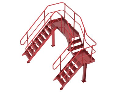 Arka planda izole edilmiş, 3D resimli merdivenler