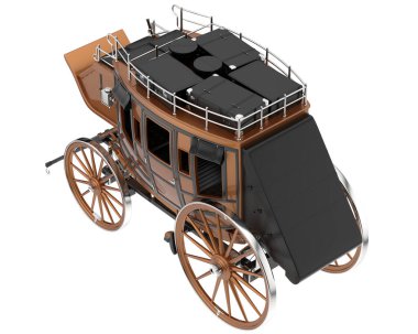 Posta arabası beyaz arka planda izole edilmiş. 3d görüntüleme - illüstrasyon