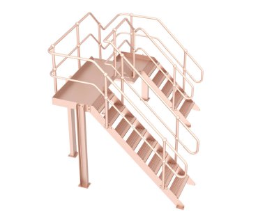 Arka planda izole edilmiş, 3D resimli merdivenler