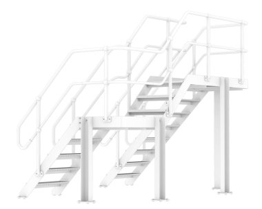 Arka planda izole edilmiş, 3D resimli merdivenler