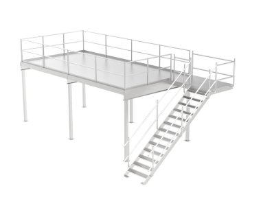 Arka planda izole edilmiş, 3D resimli merdivenler